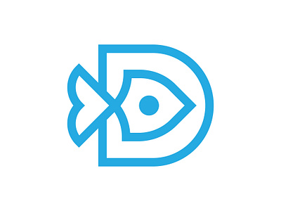 Minimalist D Fish Logo alphabet brand and identity d fish fishing food hunt initial letter logo marine mark minimilist monogram premade logos restaurant sea seafood tech water