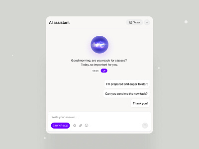 AI assistant - EdTech startup - dashboard widget ai branding chat clean dashboard design interface logo startup ui user interface ux web widget