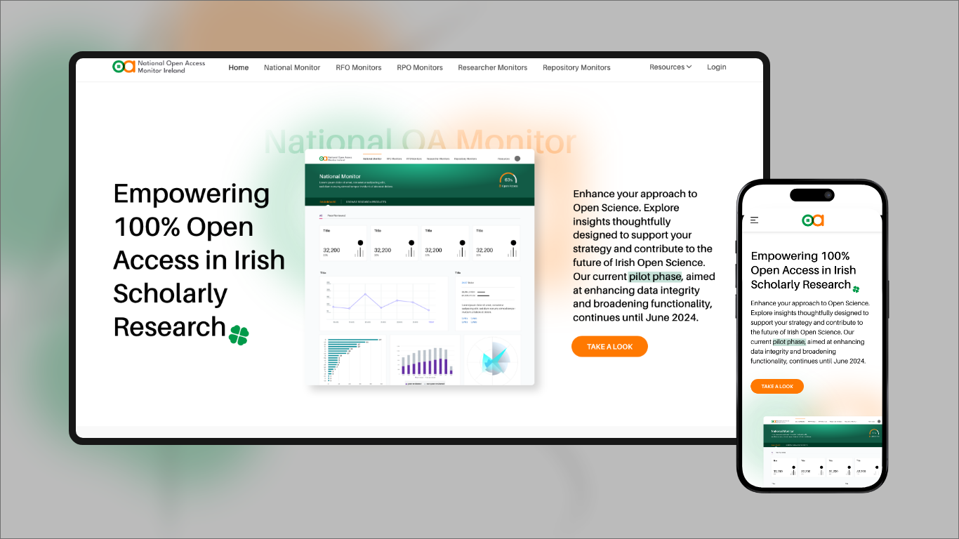 Empowering Ireland's Open Science dashboard landing pages science ui upload files ux