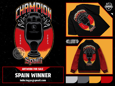 (DESIGN FOR SALE) Spain Winner! Artwork Final Football EURO 2024 apparel artwork artwork for sale badge branding clothing euro 2024 euro championship football graphic design illustration jersey logo merchandise pin design product design spain streetwear tshirt design varsity