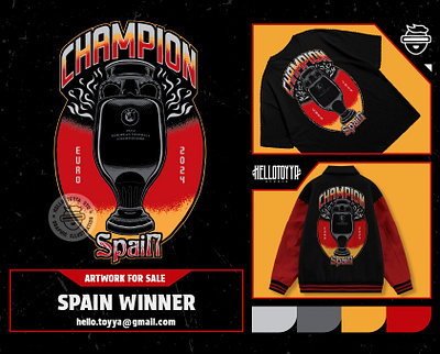 (DESIGN FOR SALE) Spain Winner! Artwork Final Football EURO 2024 apparel artwork artwork for sale badge branding clothing euro 2024 euro championship football graphic design illustration jersey logo merchandise pin design product design spain streetwear tshirt design varsity