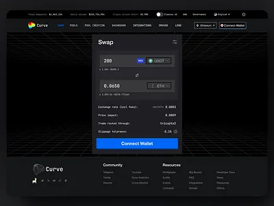 Curve Finance Website Redesign binance crypto cryptocurrency defi degen finance fintech product design ui web3 webapp