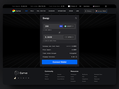 Curve Finance Website Redesign binance crypto cryptocurrency defi degen finance fintech product design ui web3 webapp