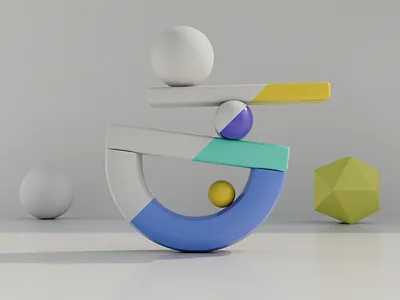 3D Abstract balanced shapes 3d animation branding graphic design logo motion graphics ui