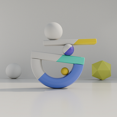 3D Abstract balanced shapes 3d animation branding graphic design logo motion graphics ui