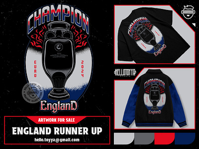 England Runer up ! Artwork Final Football EURO Championship 2024 apparel artwork branding clothing designforsale england euro 2024 euro championship football graphic design illustration jersey logo merchandise pin design product design spain streetwear tshirt design varsity jacket