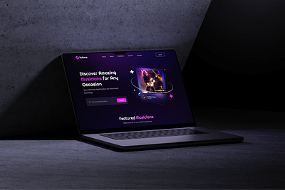 Musician Booking Website Conceptual Design dark ui figma ui interaction design landing page musician booking website trendy ui ui ui design ui designer uiux uiux designer user experience user interface ux ux design ux designer visual design website design