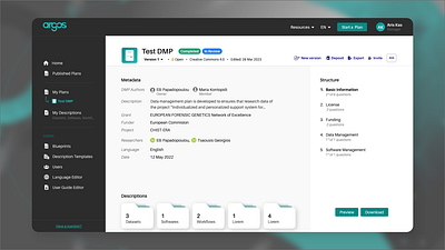 Result's workspace app dashboard design management plan result ui ux workspace