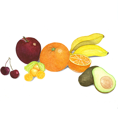 Summer Fruit, Apple, Orange, Bananas and more design graphic design illustration