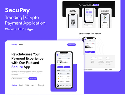 SecuPay - Secure Tranding | Crypto | Payment Website UI Design appdesign branding daily ui design logo mobile mockup payment application design saas ui design saas website design saas website design ideas ui ux ux ui design website design website design ideas