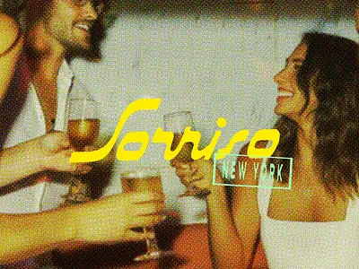 Bar Sorriso Custom Script Logotype art deco brand design branding candid cocktail bar design graphic graphic design illustration italian lettering logo new york restaurant script trendy vintage wine bar yellow