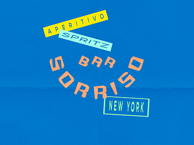 Bar Sorriso Secondary Logo art deco bar branding bold branding campari cocktail bar colorful design futurism graphic design illustration italian lettering logo new york restaurant trendy vector vintage