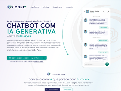 AI Chatbot Landing Page [pt-BR] brazil figma frontend graphic design interface lading page nextjs react uiux