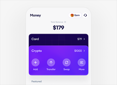 Crypto Wallet - Mobile dashboard