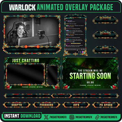 Warlock Stream Overlay Package sleek screen