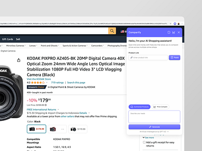 Comparify - Price Comparison Extension artificial intellegence browser extension chrome chrome app chrome extension clean design e commerce ecommerce extension extension extensions google chrome minimalist plugin price compare product ui ux website extension