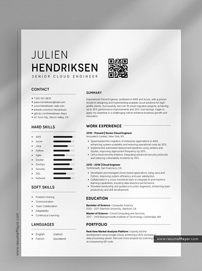 Cloud Engineer Resume Template graphic design resume template typography