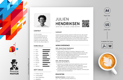 Senior Cloud Engineer Resume Template graphic design resume template typography