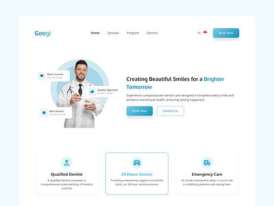 Geegi : Landing Page Dental Health Care Website dental desain aplikasi design landing page ui ui design ui ux design ux ux design web design