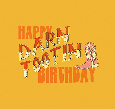 happy darn tootin birthday graphic design hand lettering illustration procreate