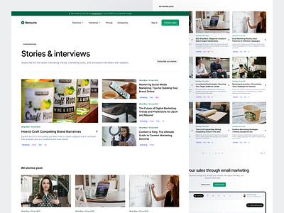 ⚡ Nietzsche - Blog & Stories Website Page article blog branding clean cms design homepage interview journal magazine medium mockup news newsletter post sharing stories ui ux website