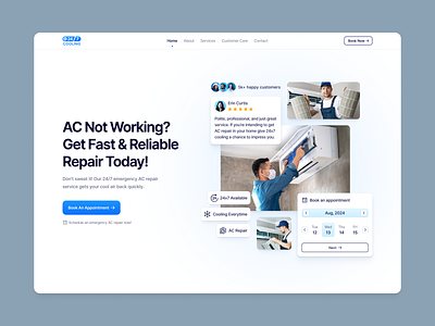 AC repair service (HVAC) Hero air conditioner air conditioner repair blue clean af clean ui hvac hvac ac hvac ac repair hvac design hvac hero hvac service ui design ui designer ux designer white