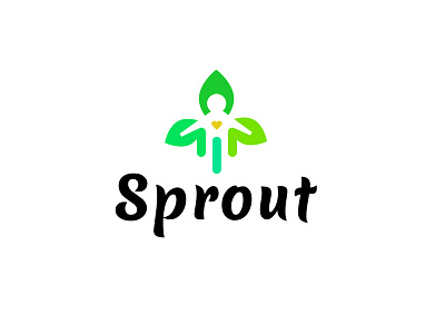 Sprout bold geometric growing growth heart leaf logo logodesign modern negative space personal