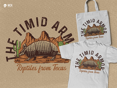 The Timid Armor apparel design armadilo branding design bronco cowboy custom made hand drawing mammal merchandise reptile retro texas texas design texas inspired texas ornament texas shirt texas style tshirt design western wild west