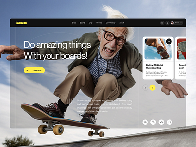 Ganjaitan - Skateboard Website bmx deck design ecommerce hero section shop skateboard skater sports ui user interface ux web design webshop website