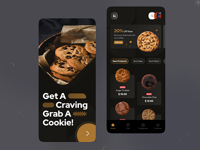 Cookies eCommerce App app app design application chocolate cookie cookies cookies app design e commerce e commerce app ecommerce ecommerce design illustration ios minimal mobile typography ui uiux ux