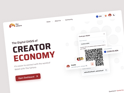 The Sahara - Website Design app cardano crypto dashboard design landing red tab the sahara ui ui design wallet web app web3 web3 wallet website