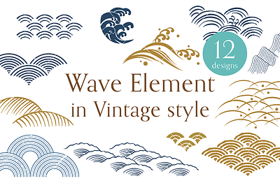 Wave illustration in vintage style asian branding chinese art culture graphic design icon illustration japanese style logo natural pattern traditional ui vector vinatge wave