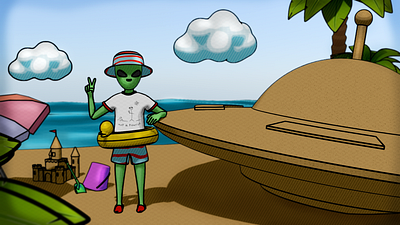 Greetings from Earth 3d alien blender character dribbble weekly dribbbleweeklywarmup illustration popart summer