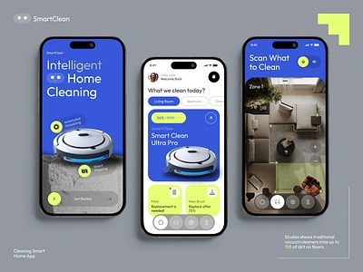 SmartClean : Smart Home App app app design app ui application automation cleaner cleaning design iot mobile mobile app robot robot cleaner robotic smart device smart home ui ux vacuum vacuum cleaner