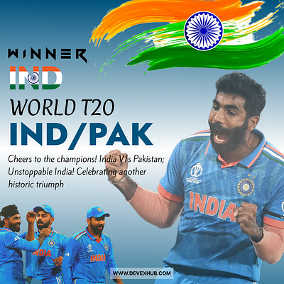 Winner Team India (IND VS PAK) graphic design