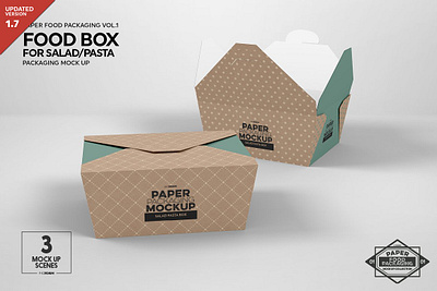 Salad Food Box Packaging Mockup burger box cake box chinese noodle box deli donut box fast food food boxes gift box kraft paper meal box noodle box packaging paper pasta pasta box pillow box salad box snack box take out takeout