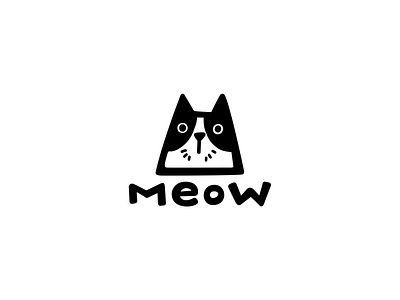 Meow animals cat character logo logotype minimalism pet zoo