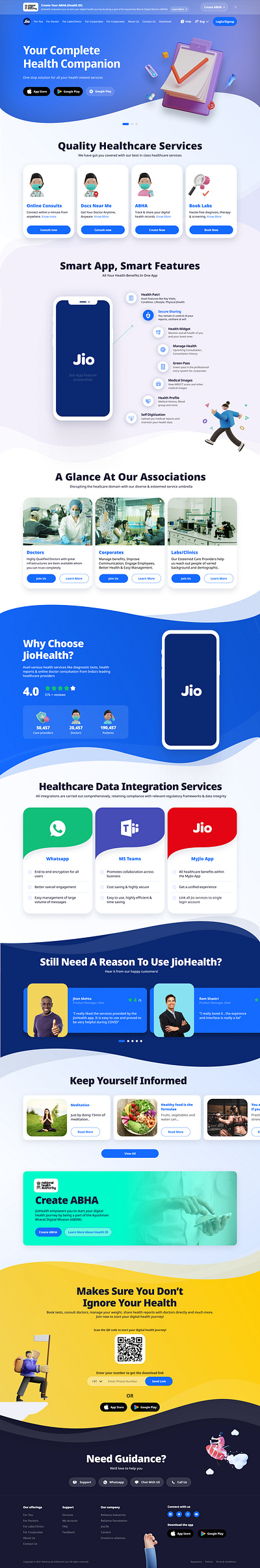 Jio Healthcare Website Ideation branding creative design illustration logo product design ui ux visual web app