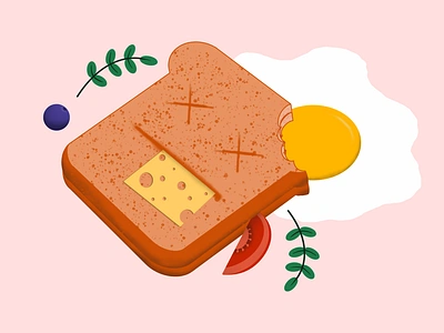 Death Bread branding bread breakfast cheese dead death design egg flat design food graphic design humor humour humur hunger illustration procreate slice tomato vector