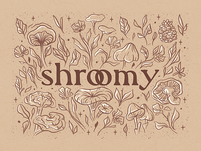Shroomy Box Illustration box packaging brown drawing flowers illustration illustrator mushroom organic packaging design pinecone procreate