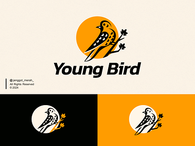 Young Bird Logo animal bird branding design emblem fly freedom geometric icon identity illustration logo mark nature orange simple symbol vector wing young