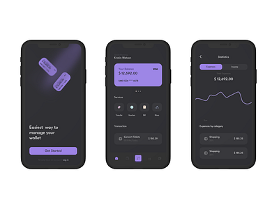 Digital Wallet App bank app banking card credit card crypto crypto wallet dark e wallet exchange platform finance financial financial app fintech app money money transfer payment statistics transaction transfer wallet