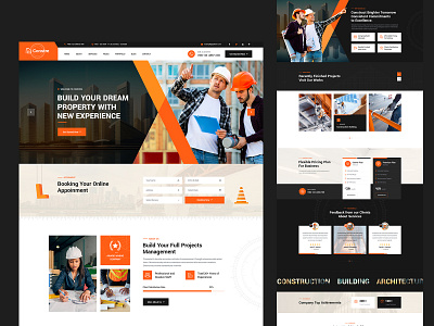 Construction Web Template agency website architecture building business website construction creative figma template handyman interior landing page repair software startup technology ui ux design web template website design