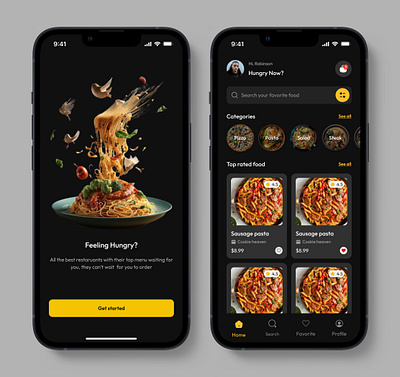 Food delivery mobile app UI