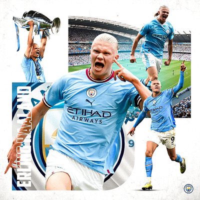 Erling Haaland poster design branddesign conceptdesign creativeprocess creativework designlife designportfolio erlinghaaland footballart footballposterdesign manchestercity posterdesign