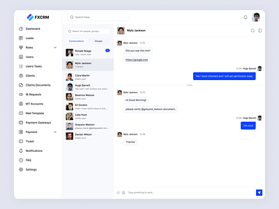FXCRM Message admin admin panel admin theme admin ui admin ux chat chat screen design graphs interface management message screen screen typography ui ui design ux web webdesign website