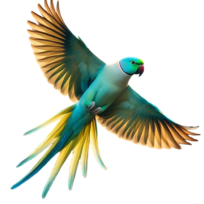 Indian-Ring Neck Parrot flying in the Sky 3d digital art