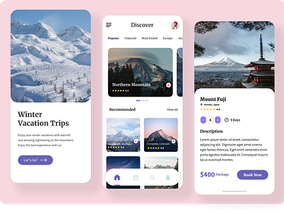 Mobile vacation booking app app booking design ios mobile mobile app pink ui vacation vibes