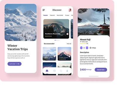 Mobile vacation booking app app booking design ios mobile mobile app pink ui vacation vibes