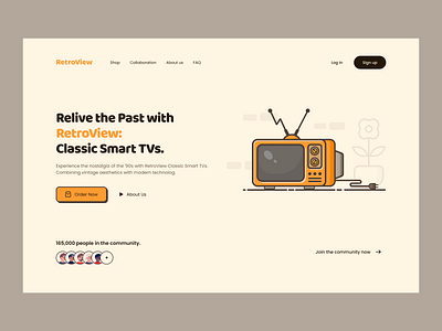 TV Landing Page app clean concept creative design illustration product design retro shop smart tv television trend tv ui ui design uiux ux vector web website